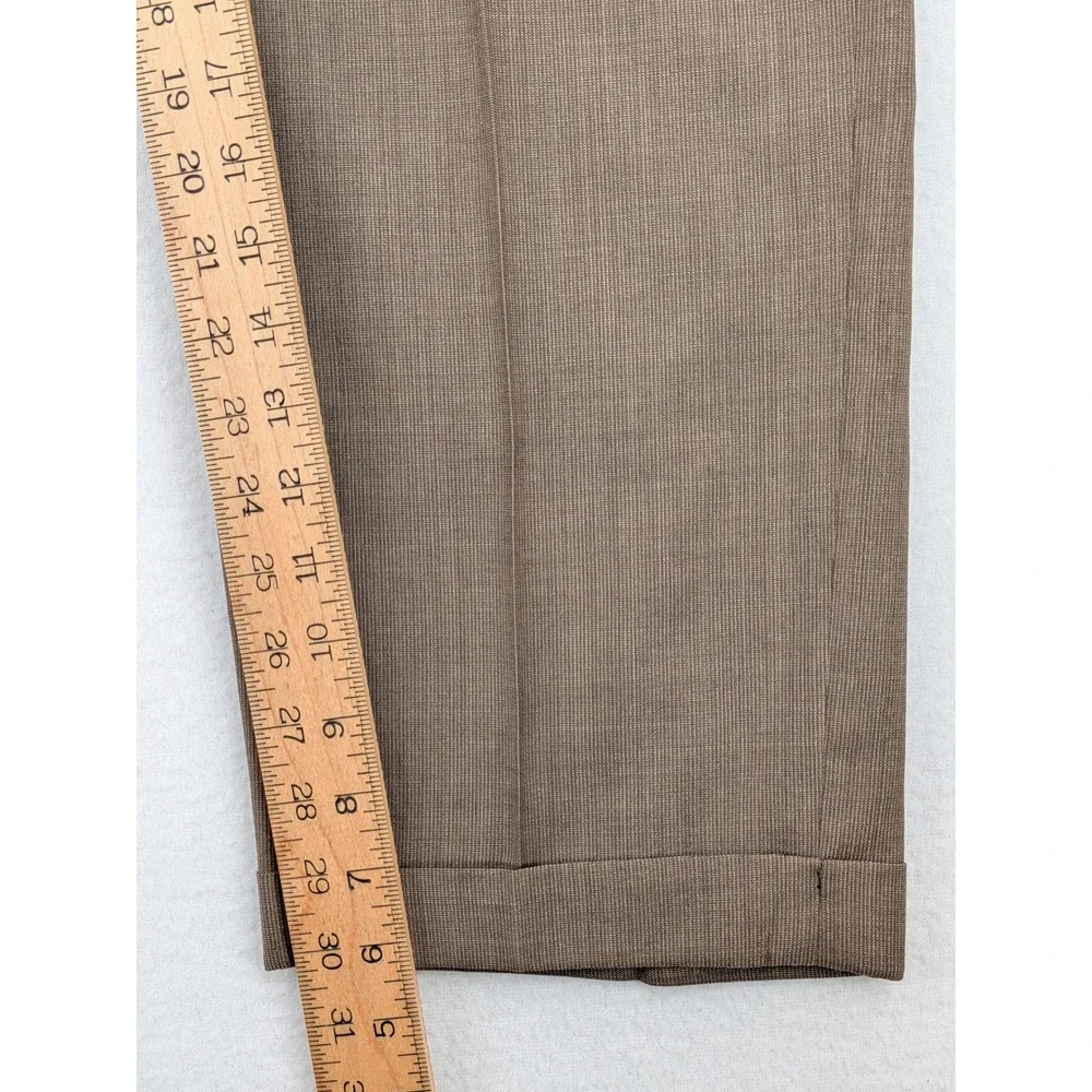 Principe Made in Italy Wool Trousers Mens 34 Brown Pleated Wide Leg Cuffed